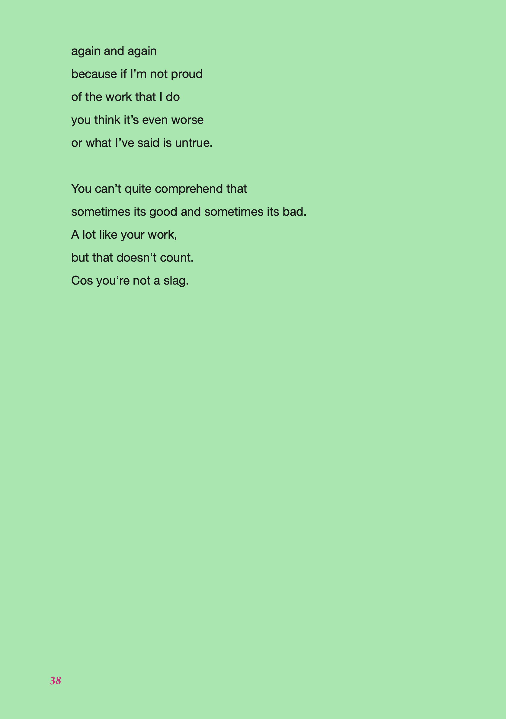 A light green background with two paragraphs of black text from the second Writing Our Futures zine.